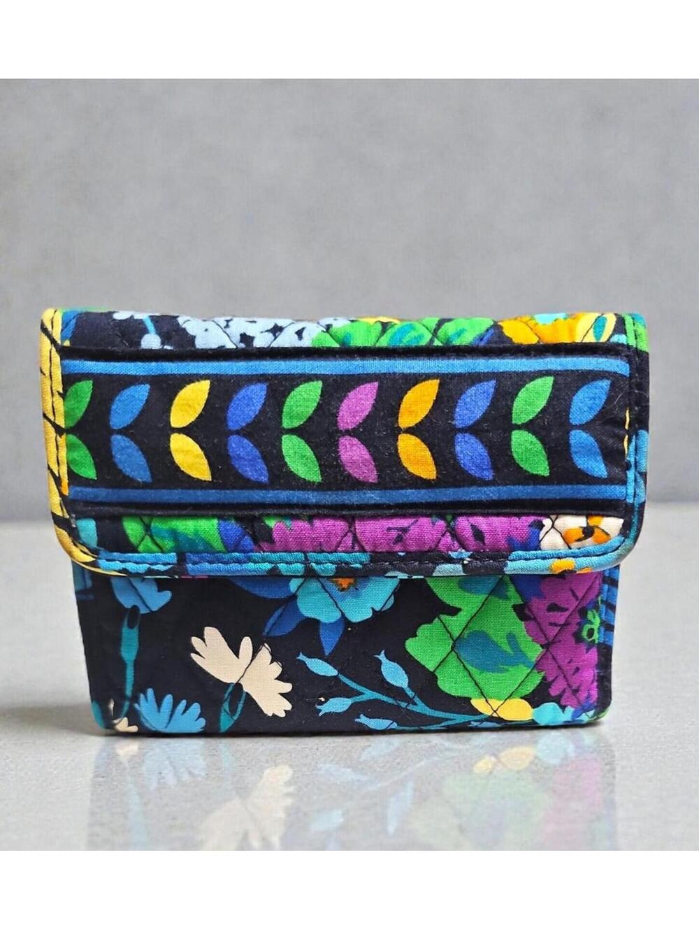 Vera Bradley Quilted Floral Wallet, Zip Pouch, Card Slots & ID Windowm